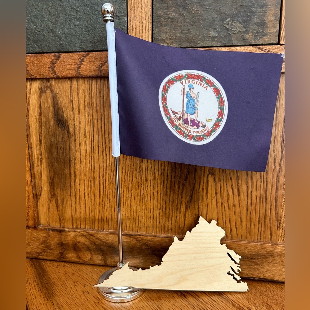 Celebrate Virginia bundle -  (1) Desktop Flag & (1) Unfinished Wooden VA Shape